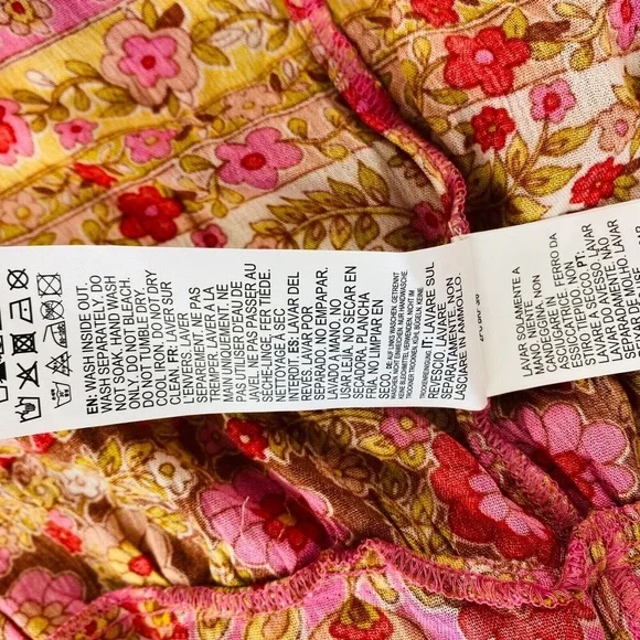 Billabong Mini Dress Hearts Desire Multicolor Floral Long Sleeve V‎ Neck Size XS - Picture 7 of 11